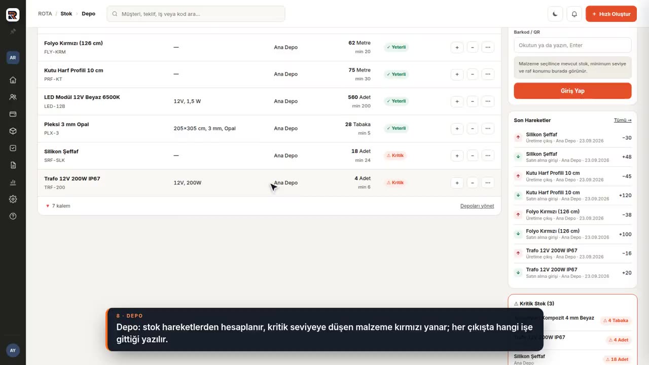 Kasa ve banka ekranı